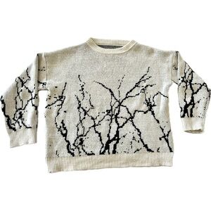 Abstract Black and Cream Sweater Oversized Modern